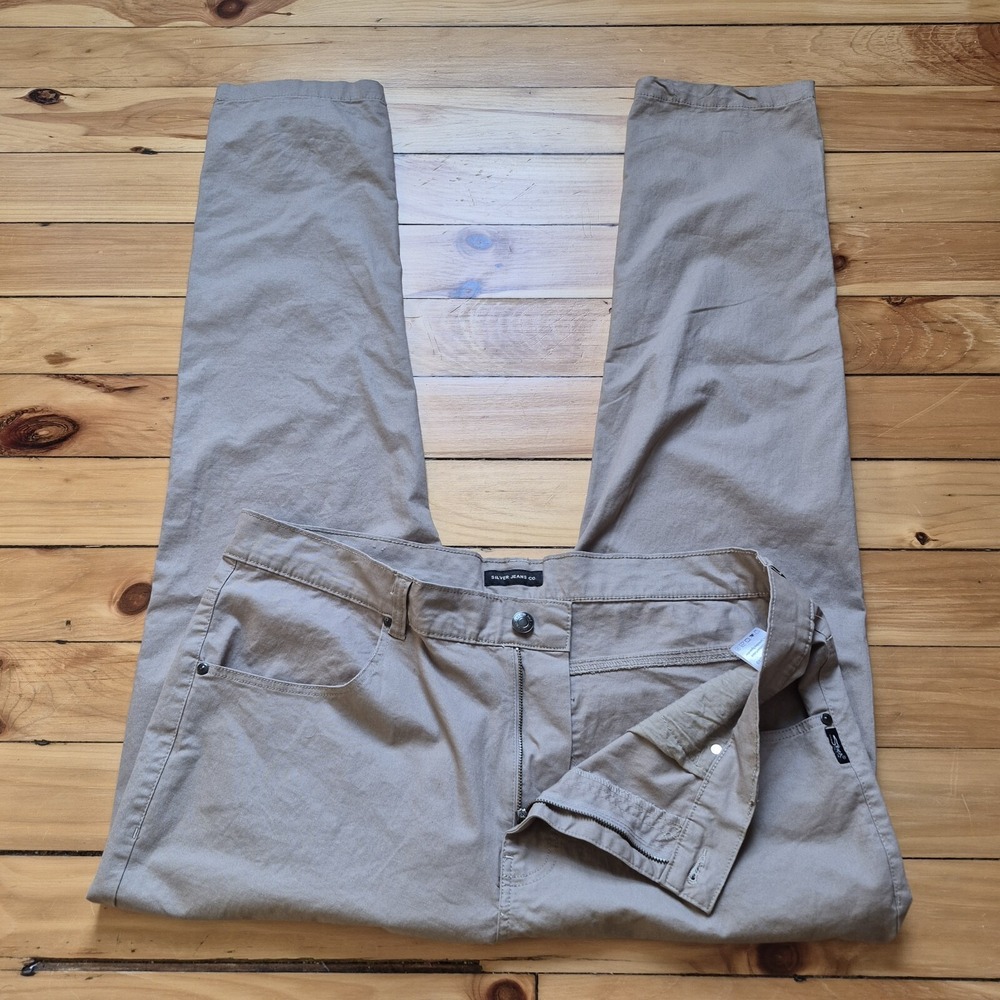 Silver Jeans Ashton Pants Mens 40/32 Beige Lightweight Straight Chino Preppy